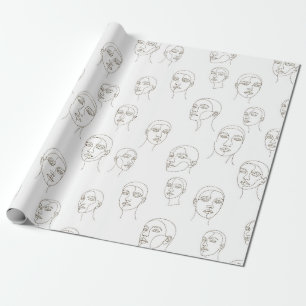 Papier Cadeau Visage Féminin Minimaliste Motif Ligne (3)