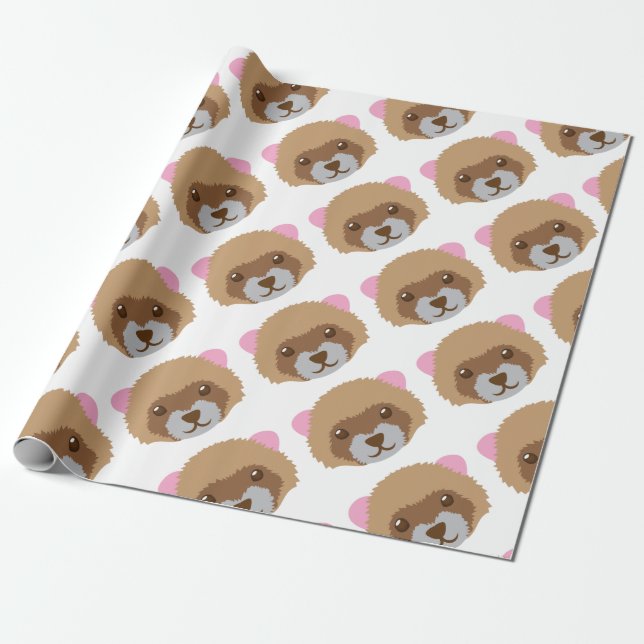 Papier Cadeau visage mignon de furet (Déroulé)