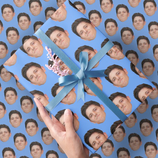 Papier Cadeau Visage ou animal de compagnie photo bébé bleu Cade (Créateur téléchargé)