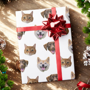 Papier Cadeau Visage personnalisé Chien, Chien Chat Maman Photo 
