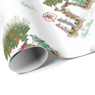 Papier Cadeau Visions de Noël de chèvre de prunes de sucre Papie