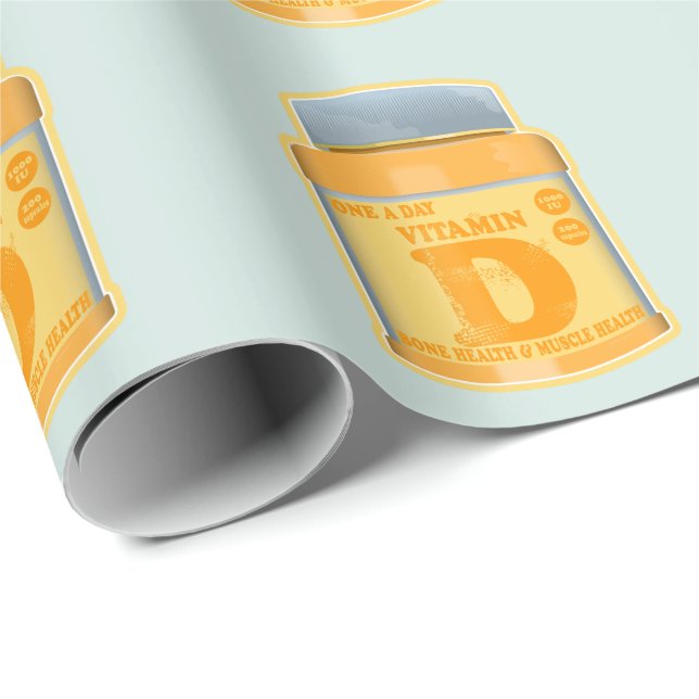 Papier Cadeau Vitamine D capsules santé et bien-être (Coin rond)