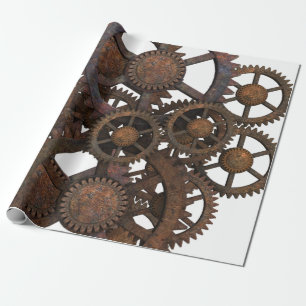 Papier Cadeau Vitesses rouillées en métal de Steampunk