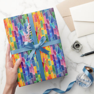 Papier Cadeau Vitrail arc-en-ciel aquarelle