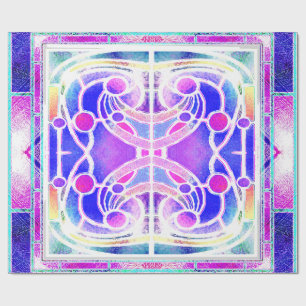 Papier Cadeau Vitrail de cathédrale en lilas et rose