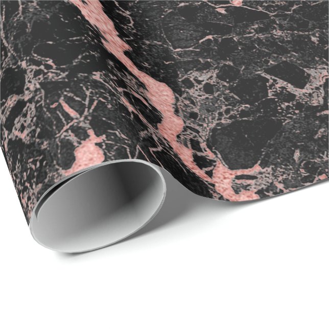 Papier Cadeau Vitres rose noire Vitres Abstraites en pierre de m (Coin rond)