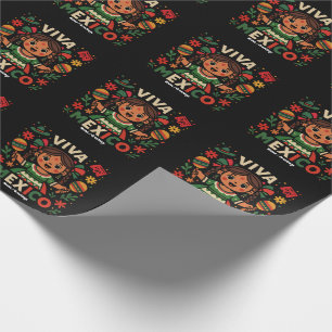 Papier Cadeau Viva Mexico Mexicaine Fête de l'Indépendance Fémin
