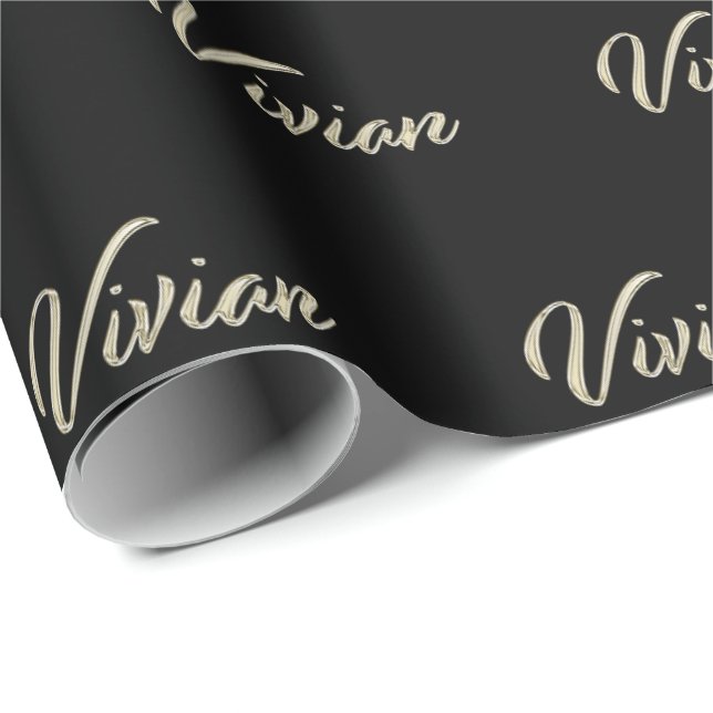 Papier Cadeau Vivian white gold Handwriting (Coin rond)