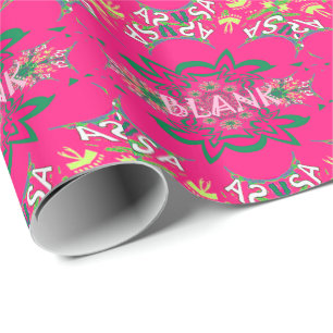 Papier Cadeau Vivid Vivid Bébé rose floral violet ombrage Monogr