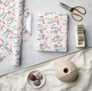 Papier Cadeau Vœu personnalisé de joyeux anniversaire sur sucett