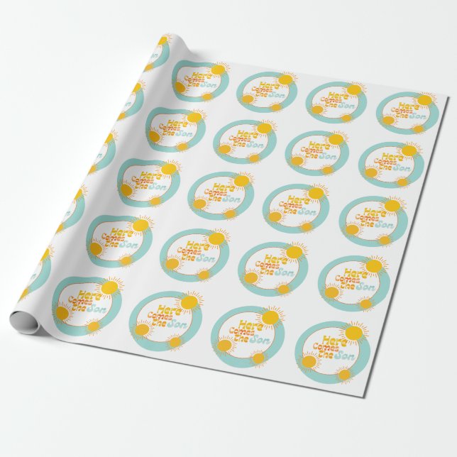 Papier Cadeau Voici le baby shower rétro Son (Déroulé)