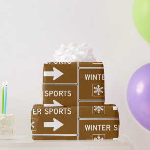Papier Cadeau Voie de sports d'hiver Papier à envelopper