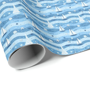 Papier Cadeau Voile d'Été Plage Thème Marin