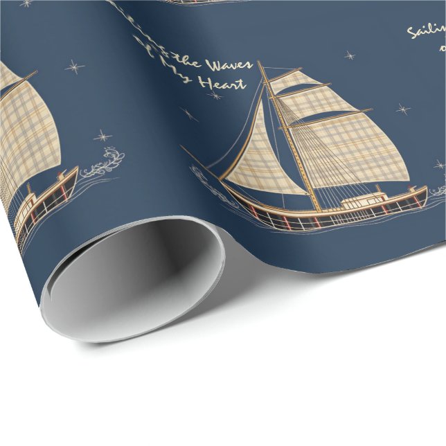 Papier Cadeau Voile en style à travers le bleu (Coin rond)