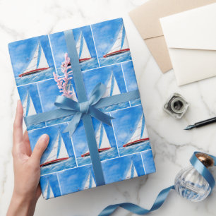 Papier Cadeau Voilier En Haute Mer Aquarelle