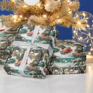 Papier Cadeau Voisins de Noël Voitures Maisons MCM
