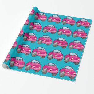 Papier Cadeau Voiture Carton Rose