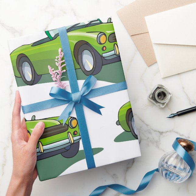Papier Cadeau Voiture convertible verte (Créateur téléchargé)