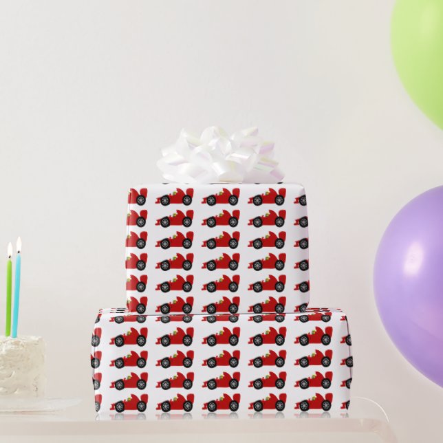 Papier Cadeau Voiture de course rouge (Cadeaux de fête)