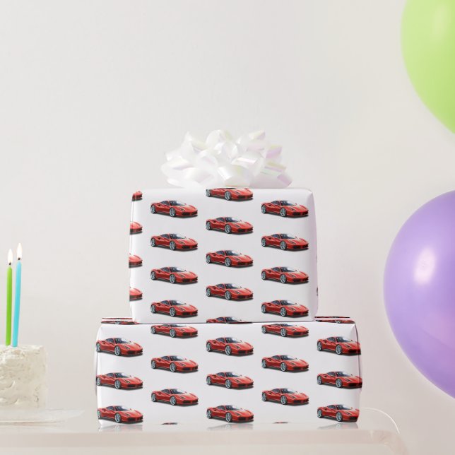 Papier Cadeau Voiture sport rouge (Cadeaux de fête)