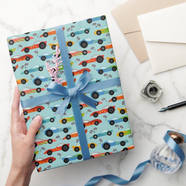 Papier Cadeau Voitures de course cool Papier Anniversaire de enf (Cadeaux)