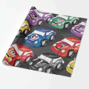 Papier Cadeau Voitures de course sur route