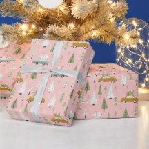 Voitures de Noël rose Forêt de bois de Noël