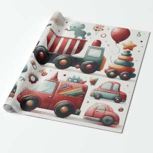 Papier Cadeau Voitures jouets Enveloppement Papier