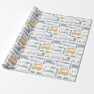 Papier Cadeau Voitures mignonnes dans le Motif de la circulation