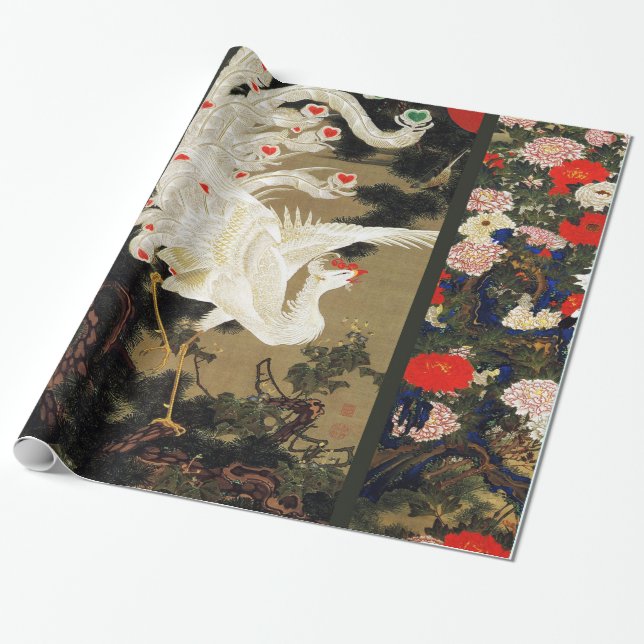 Papier Cadeau VOL AMOUR PHOENIX, Plumes, Coeurs Saint-Valentin (Déroulé)