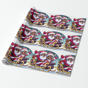 Papier Cadeau Vol de Noël festif - Papier d'enveloppement de Noë