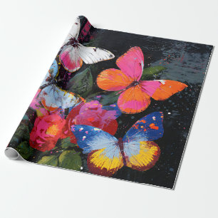 Papier Cadeau Vol de Papillon Abstrait Vibrant (10)