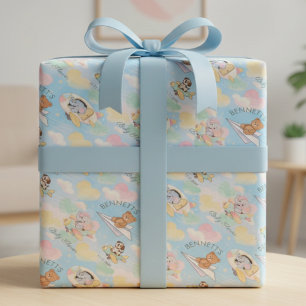 Papier cadeau volant d'animaux bébés à l'aquarelle