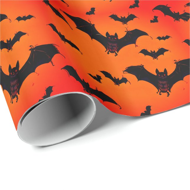 Papier Cadeau Voler des chauves-souris caricaturales sur un Arri (Coin rond)