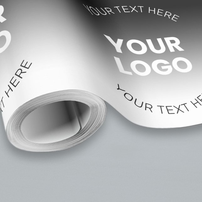 Papier Cadeau Votre logo | Dégradé noir et blanc moderne éditabl (Créateur téléchargé)