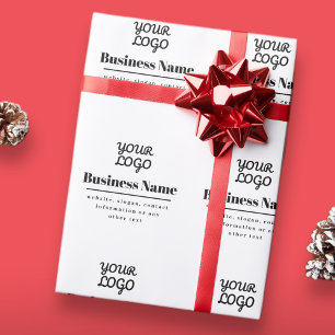 Papier Cadeau Votre logo rétro-moderne blanc & noir