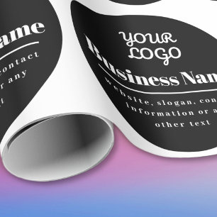 Papier Cadeau Votre logo rétro-moderne noir et blanc