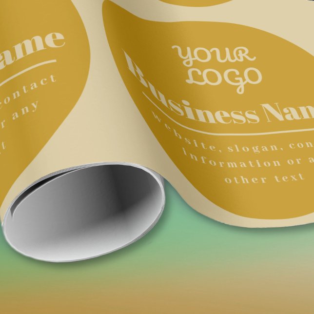 Papier Cadeau Votre logo rétro-moderne or foncé et clair (Créateur téléchargé)