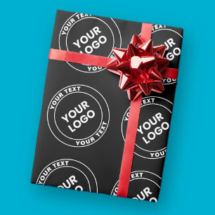 Papier Cadeau Votre logo téléchargé + texte circulaire gras