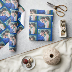 Papier Cadeau Votre Motif photo sur le bleu foncé Personnalisé