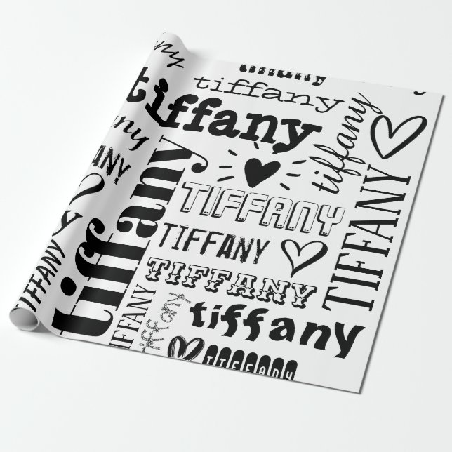 Papier Cadeau Votre nom Motif de texte personnalisé (Déroulé)