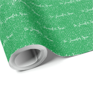 Papier Cadeau Votre nom Personnalisé Moderne Vert Perdu