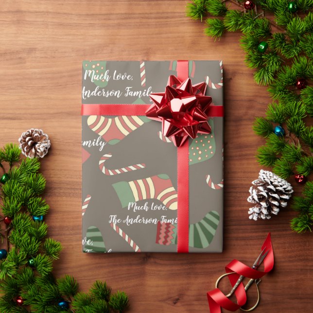Papier Cadeau Votre nom Sucres de canne Noël Stockage Motif (Cadeau de vacances)
