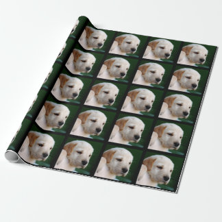 Papier Cadeau Votre photo carrée remplace le chiot jaune de