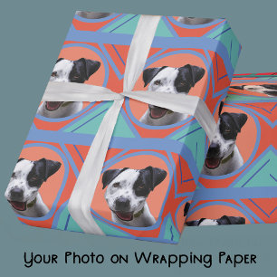 Papier Cadeau Votre Photo Couleurs Aztèques Traditionnelles Bleu