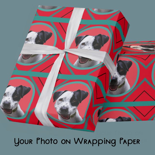 Papier Cadeau Votre Photo Couleurs Aztèques Traditionnelles Bleu (Créateur téléchargé)