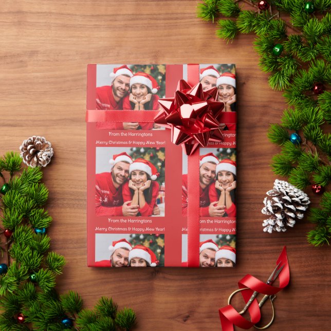 Papier Cadeau Votre photo et votre texte personnalisés (Cadeau de vacances)