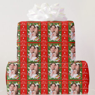 Papier Cadeau Votre photo Papier d'enveloppement de Noël Famille