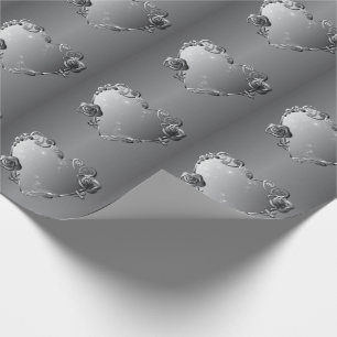 Papier Cadeau Votre PhotoMemorial/Tout Anniversaire Coeurs d'arg