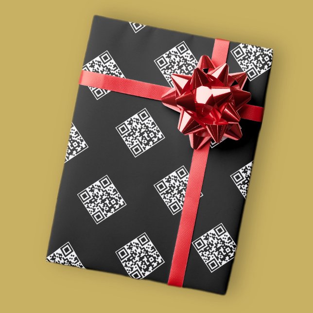 Papier Cadeau Votre propre code QR | Motif répétitif simple (Créateur téléchargé)